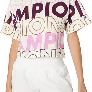Champion White Crop Top with Bold Lettering